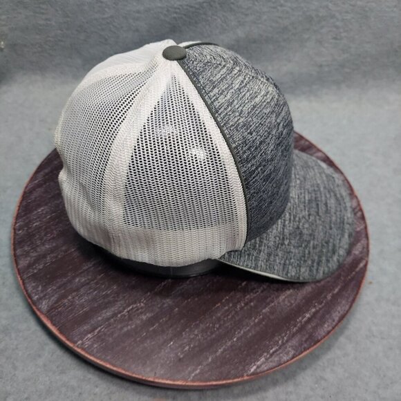 Gray & White Mesh Trucker Hat With Green Palm Tree Embroidery Adjustable Snapbac - Picture 6 of 10